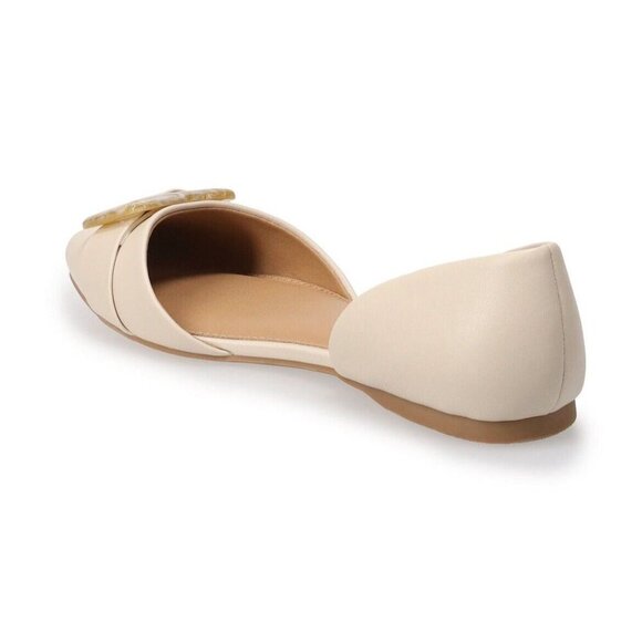 LC Lauren Conrad Cream Flats with Gold Buckle - Picture 3 of 7